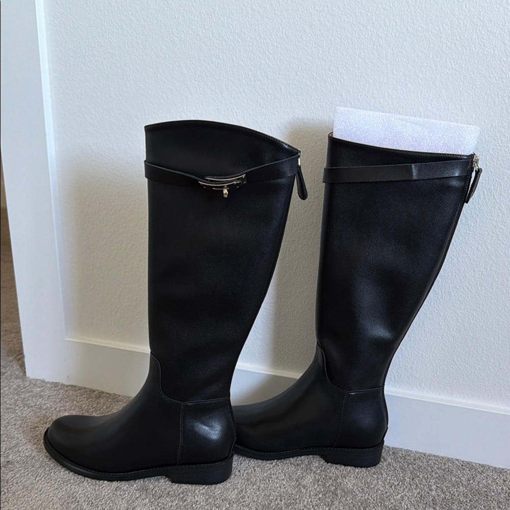 Black Leather Knee-High Boots